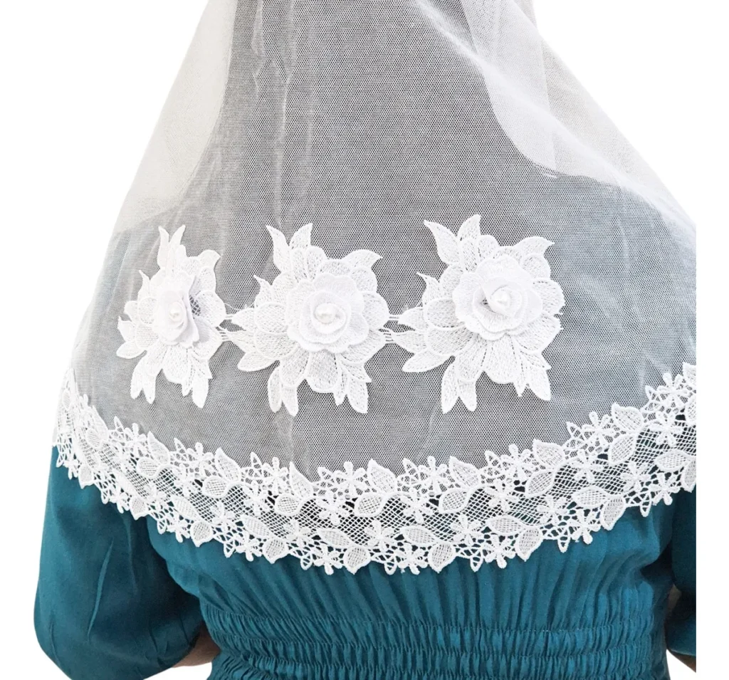 5 Véus CCB Mais Vendidos de 2026 que Você Precisa Conhecer Véu Ccb Congregação Cristã Aplique Floral 3d Com Pérolas Redondo De Bico