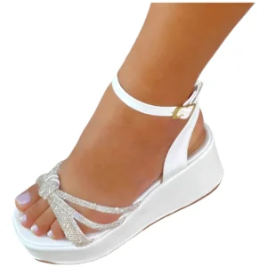 Anabela Salto Baixo - Anabela Salto Baixo Dedicada Calçados Brilho