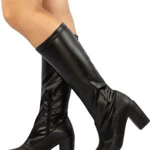 Bota Feminina Cano Longo Stretch Salto Alto Grosso Montaria