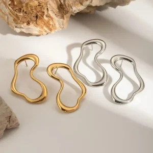 Brinco Ondulado Da Moda Blogueira Grande Folheado