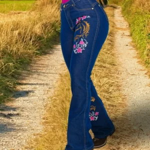 calça country feminina - Calça Country Cabulosa Bordada Flare Jeans