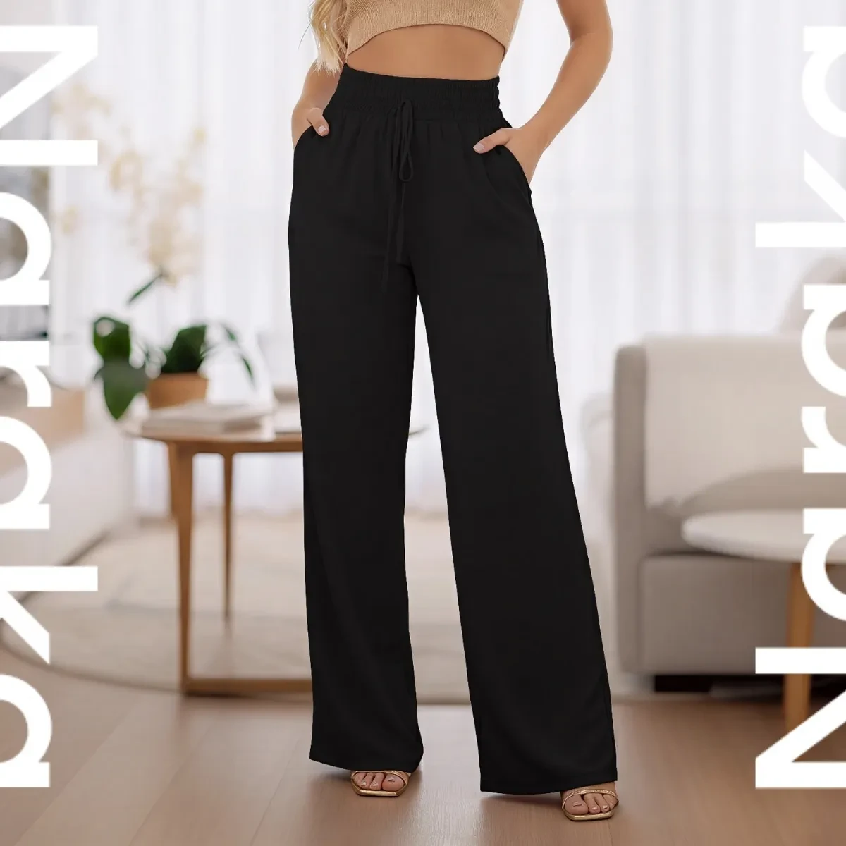 Calça Feminina Pantalona Duna Wide Leg Cintura Alta Calça Feminina Pantalona Duna Wide Leg Cintura Alta