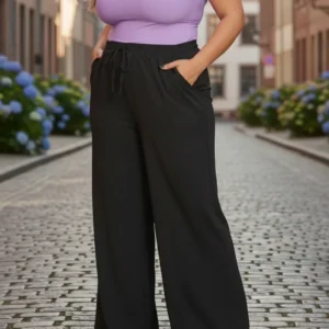 Calça Pantalona Plus Size - Calça Pantalona VGI Jeans Duna com