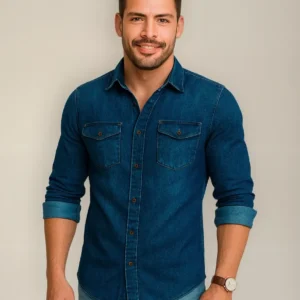 Camisa Jeans Masculina - Camisa Jeans Masculina FROZINI SLIM FIT