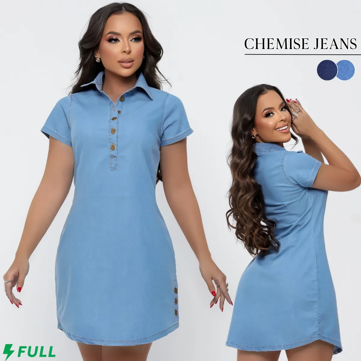 Chemise Jeans Feminina Tauê Jeans: Desconto na Moda Evangélica! chemise jeans - Chemise Jeans Feminina Tauê Jeans Camisetão