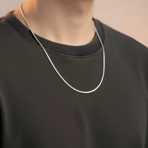 Colar Corrente Modelo Rabo De Rato Masculina Unissex Prateado