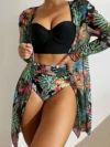 biquíni feminino - Conjunto Biquíni Feminino 3 Peças Quimono