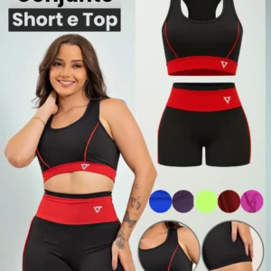 Conjunto Fitness Virginia - Conjunto Fitness Virginia Top Shorts Meia