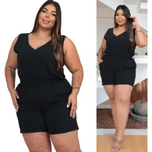 Conjunto Plus Size - Conjunto Short + Blusa Regata Império