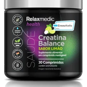 Creatina Alemã 100% Pura Creavitalis® – Matéria-prima Alemã – MIcronizada – Relaxmedic Health – 30 Tabletes Sabor Limão