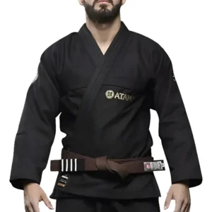Kimono Classic Preto Jiu Jitsu Trançado Bjj Adulto Atama