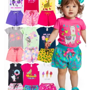 kit roupa infantil menina - Kit 10 Peças Roupa Infantil Menina