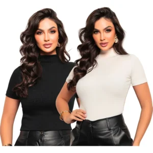 Blusa Gola Alta Feminina - Kit 2 Blusa Gola Alta Modinha
