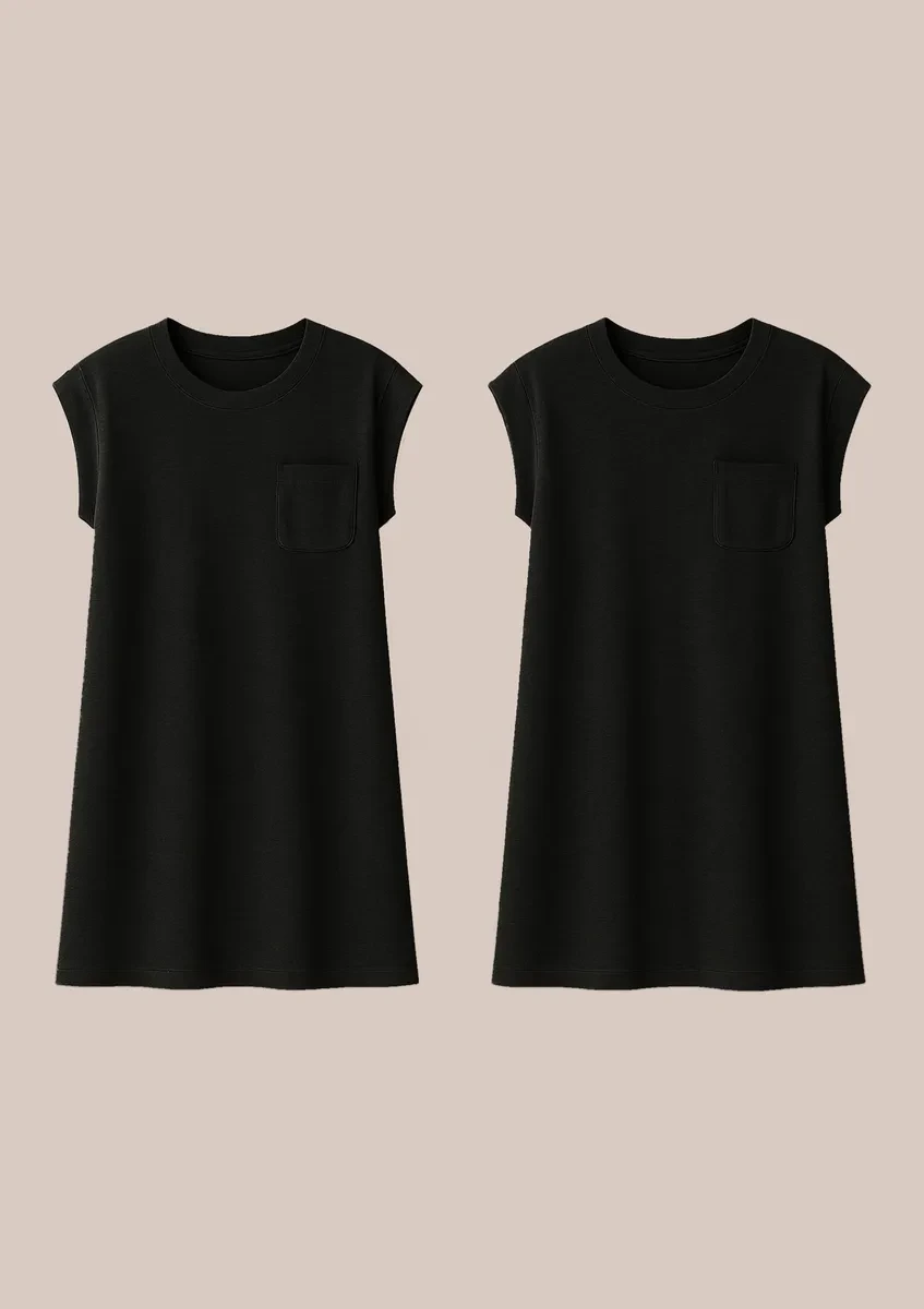 Kit 2 Vestido Básico Texturizado com Bolso Hering: Melhor Preço e Oferta! vestido basico hering - Kit 2 Vestido Básico Curto Texturizado