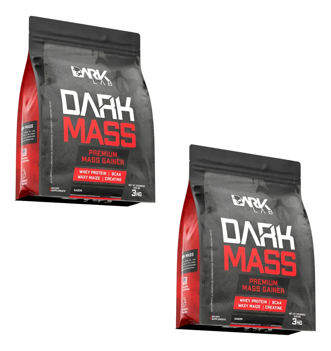 Kit 2x Hipercalórico Dark Mass 3Kg Cookies and Cream Dark Lab - Melhor Preço! hipercalórico dark mass - Kit X2 Dark Mass 3Kg Cookies