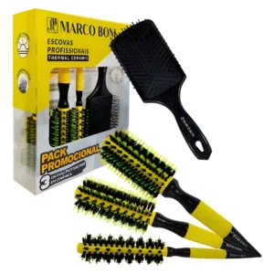 Kit Escovas Cerdas Duplas - Kit 3 Escovas Marco Boni Deluxe