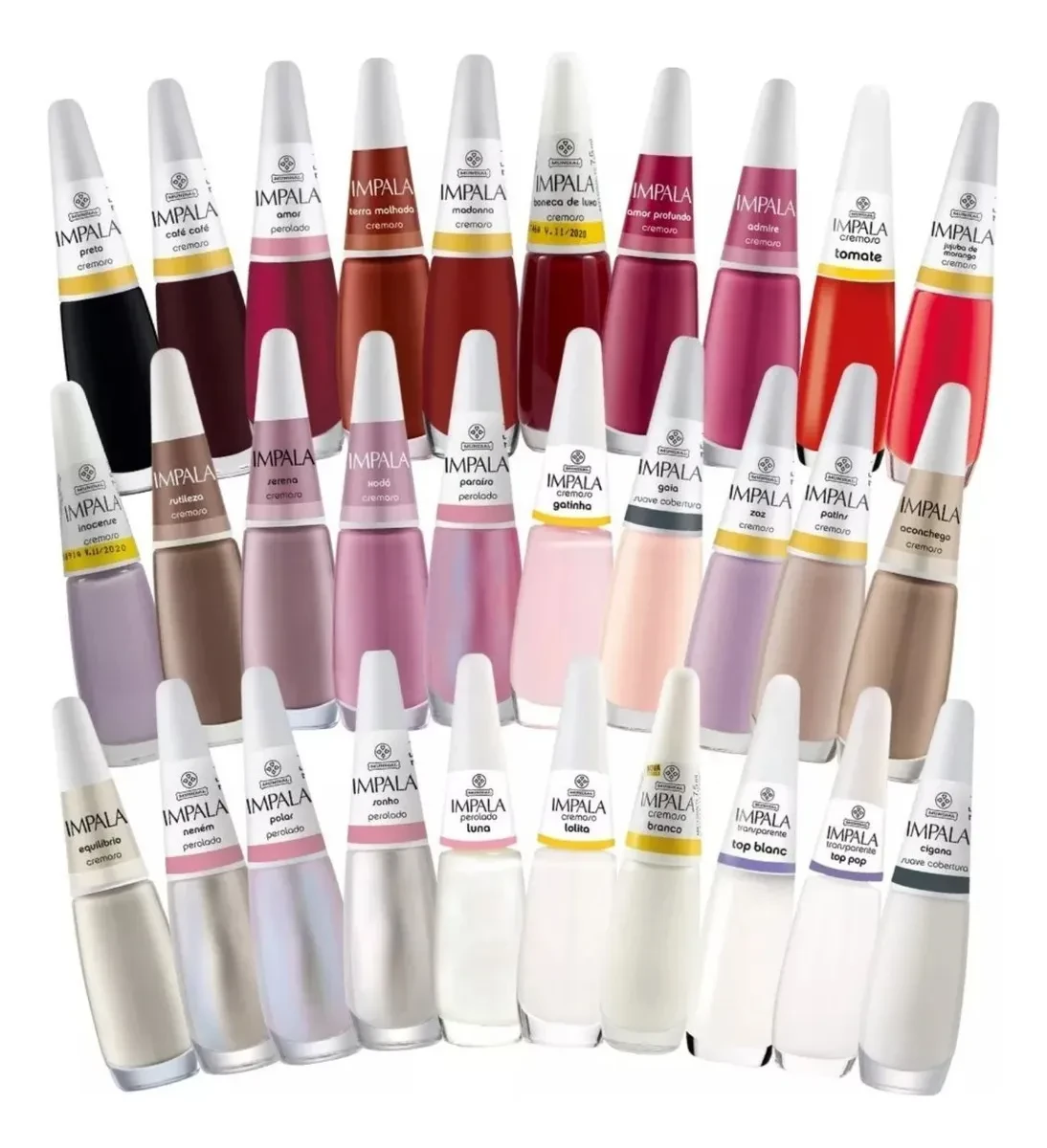 Kit 30 Esmaltes Impala Cores Clássicas Original e com Frete Grátis Kit de Esmaltes Impala - Kit de Esmaltes Impala