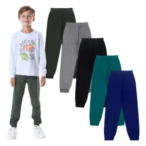 calça moletom infantil - Kit 5 Calças Moletom Infantil Flanelada