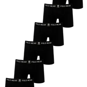 Kit 6 Cuecas Boxer Algodão Polo Wear Preto