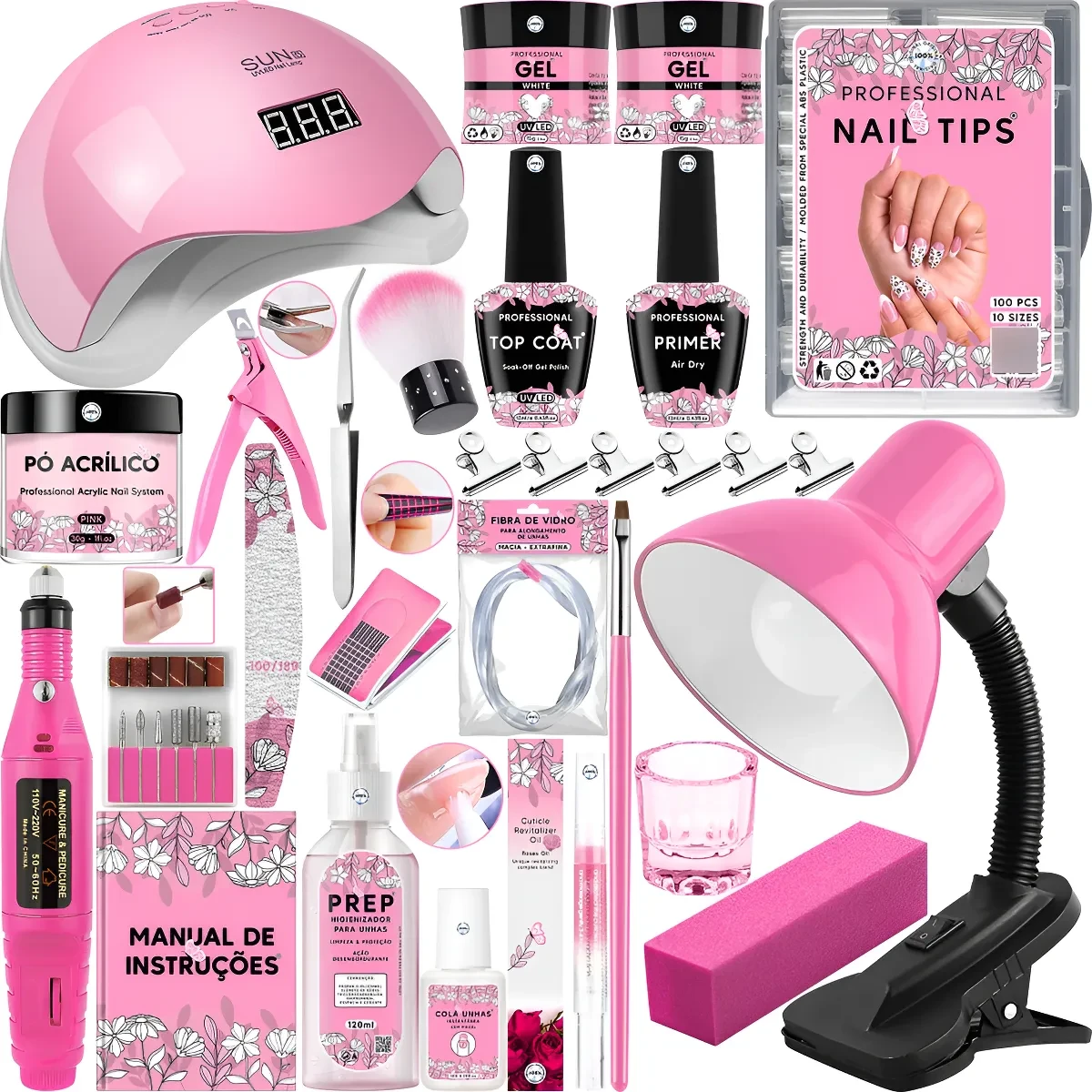 Kit Alongamento de Unhas Completo Tem Tudo Import: Promoção Imperdível! Kit Alongamento Unha - Kit Alongamento Unha Tem Tudo Import