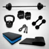 Kit treino completo - Kit Barra Peso Halter Step Corda