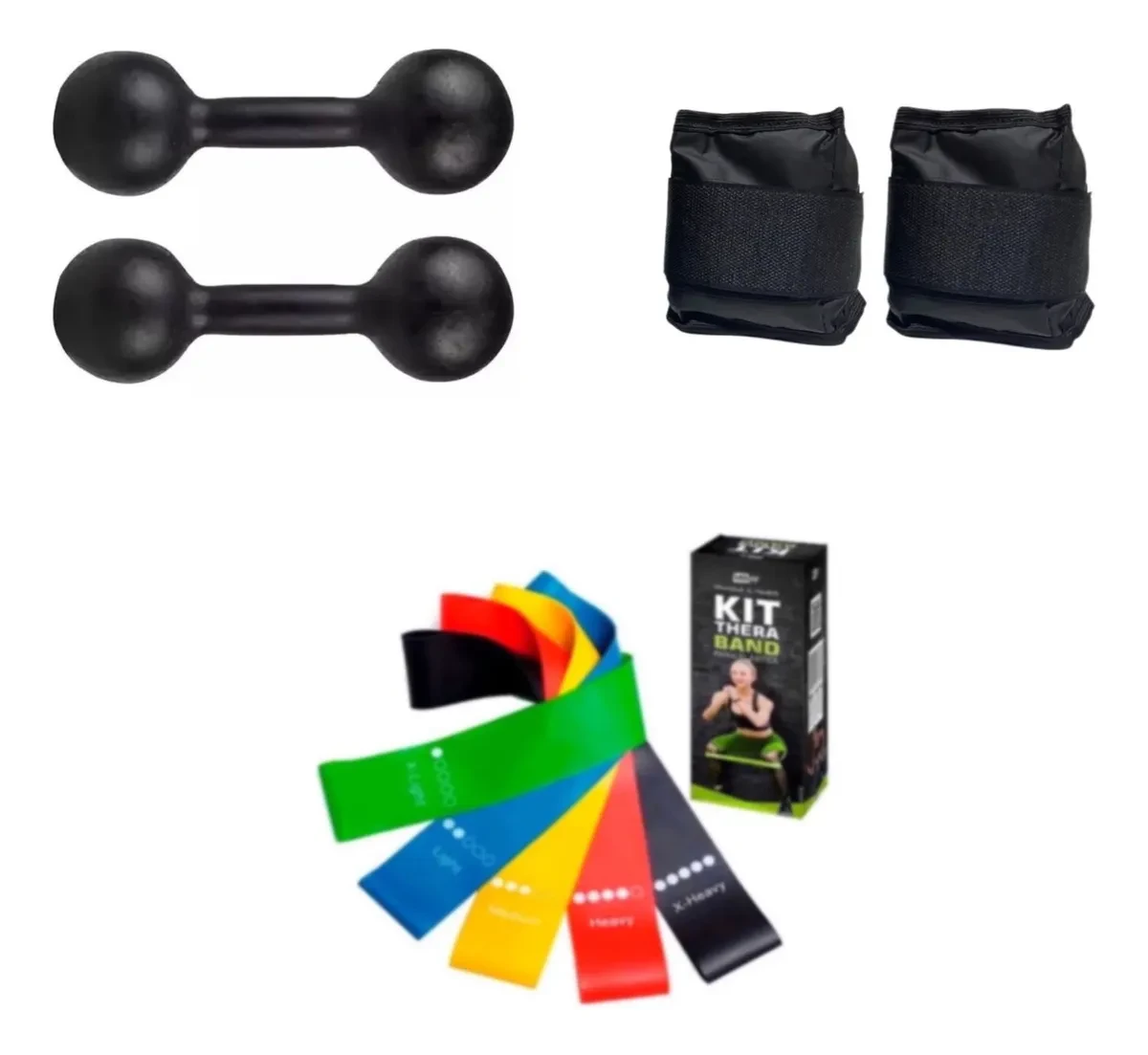 Kit Halter 2kg + Caneleira + Theraband Metallum Art | Frete Grátis e Oferta kit halter caneleira theraband - Kit Halter 2kg + Caneleira 2kg