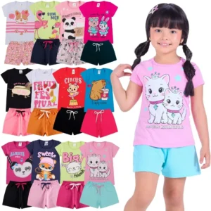 kit roupa infantil menina verão - Kit Infantil 10 Peças Menina Conjunto