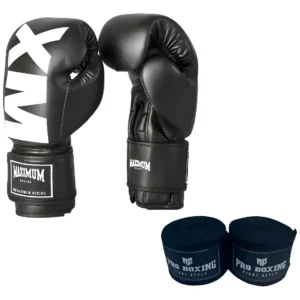 Kit luva de boxe mxm - Kit Luva Mxm Black Maximum +