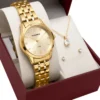 relógio feminino dourado - Relógio Mondaine Feminino Dourado com Colar