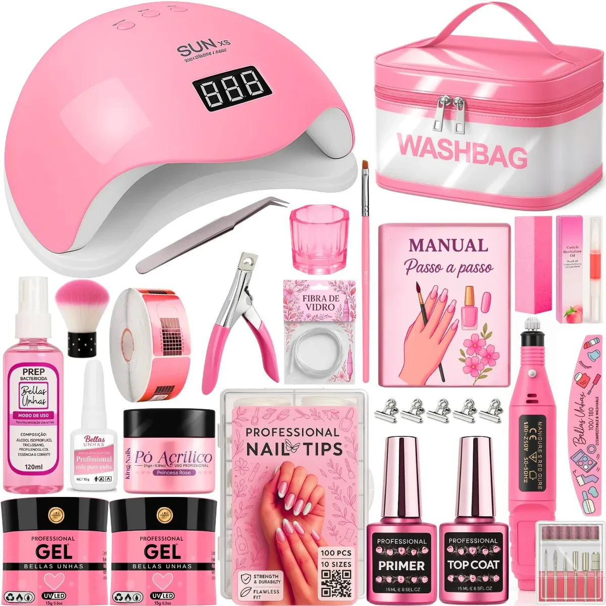 Kit Unhas Gel Acrigel Completo: Melhor Preço e Frete Grátis! Kit Unhas Gel - Kit Unhas Gel Kit Unha de