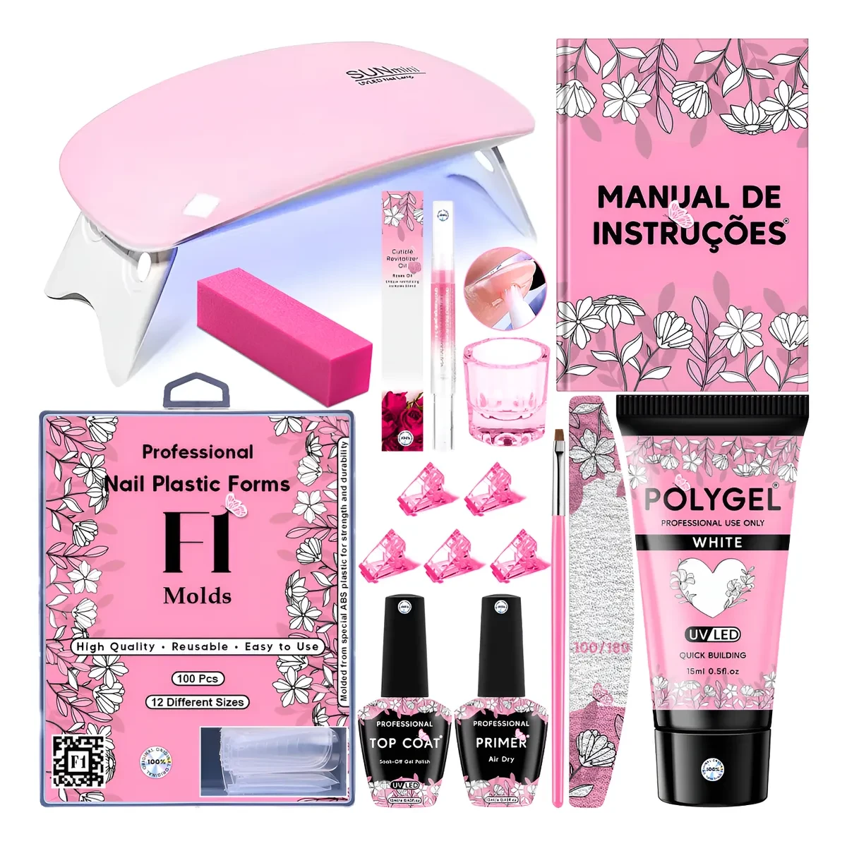 Kit Unhas Polygel Cabine Sun Mini Caneta Óleo Presilha Lixa Kit Unhas Polygel Cabine Sun Mini Caneta Óleo Presilha Lixa
