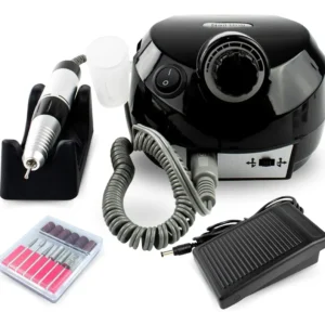 Lixadeira Motor Elétrica Nail Drill Porquinho Preto Bivolt Brocas Lixas Refil Unhas Manicure