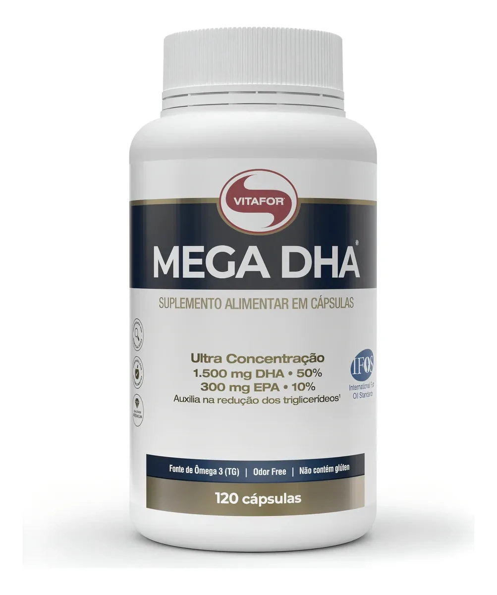 Mega DHA Vitafor 120 Cápsulas: Ômega 3 Original com Frete Grátis! Ômega 3 DHA - Mega DHA Vitafor Ômega 3