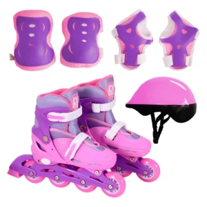 patins inline rosa - Patins Inline Ajustável Rosa DM Toys