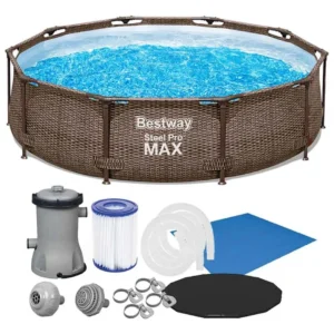 Piscina Estrutural 4.678l Deluxe + Filtro Capa Forro Bestway Cor Marrom Bomba 220v