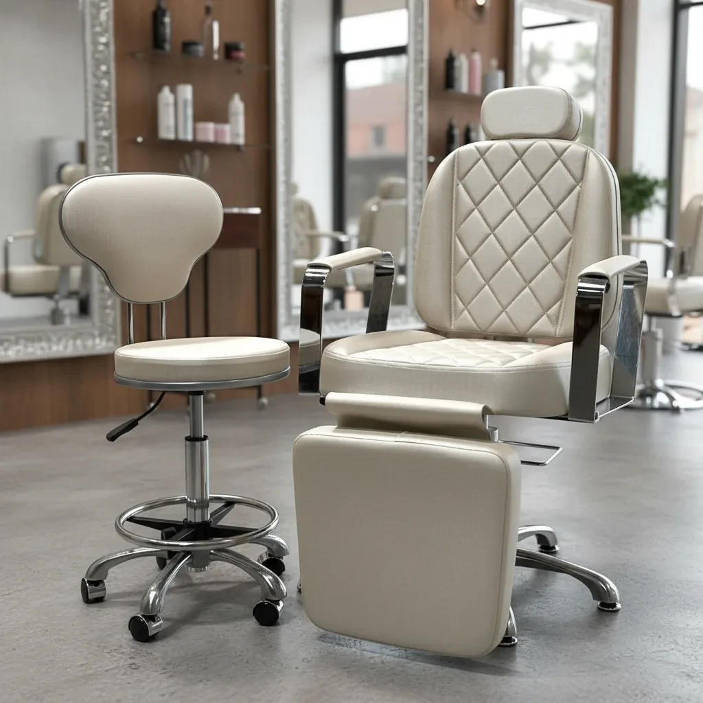 Poltrona Cadeira de Maquiagem e Estética Reclinável + Mocho | Frete Grátis e Pronta Entrega cadeira de maquiagem - Poltrona Cadeira de Maquiagem BM Móveis