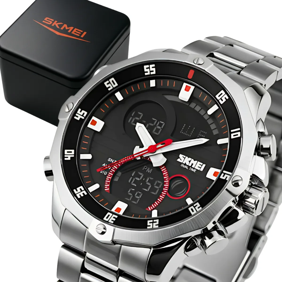 Relógio Skmei 1146 Masculino Aço Inox Prata Original - Melhor Preço! relógio Skmei 1146 - Relógio Skmei 1146 Masculino Aço Inox