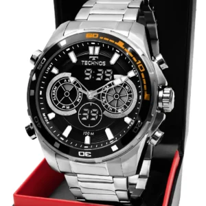 Relógio Technos Masculino Ts Digitech Prata – Bj3530ac/1p Cor da correia Prateado Cor do bisel Prateado Cor do fundo Preto