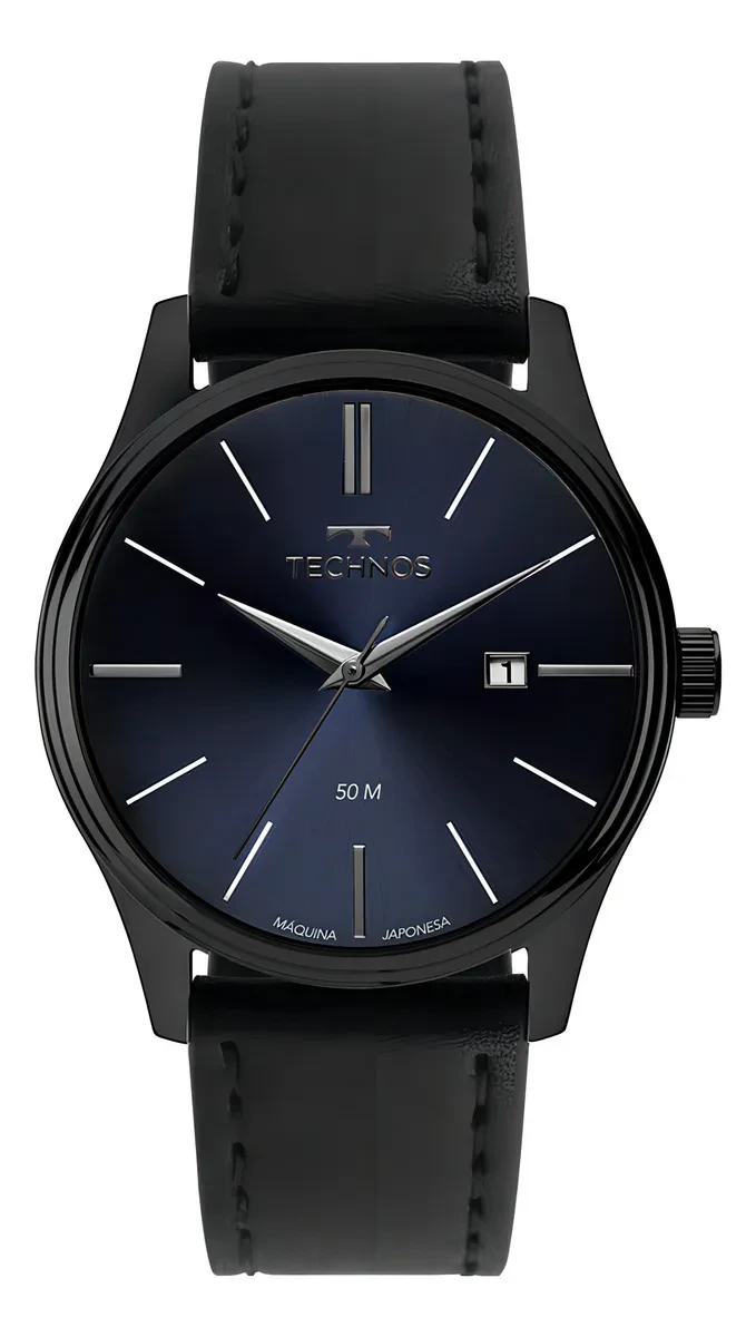 Relógio Technos Steel Preto Masculino Original | Frete Grátis Relógio Technos Steel Preto Masculino - Relógio Technos Steel Preto Masculino 42mm