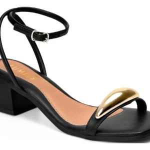 Sandália Feminina Salto Baixo - Sandália Feminina Lumiss Salto Baixo Enfeite