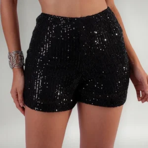 short feminino paetê - Short Paetê Sophia Festa Brilho