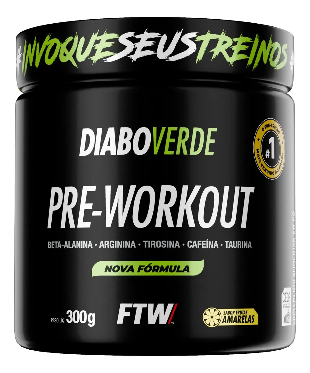 Diabo Verde Pré Treino FTW Frutas Amarelas: Desconto e Frete Grátis! Pré Treino Diabo Verde - Pré Treino Diabo Verde FTW Frutas