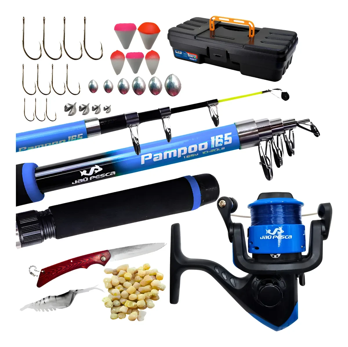 Melhor Vara de Pesca 20lb Completa com Molinete e Linha Original vara de pesca - Vara de Pesca Jaú Pesca JP8479