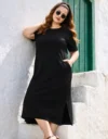 vestido plus size - Vestido Feminino Plus Size Longo Casual