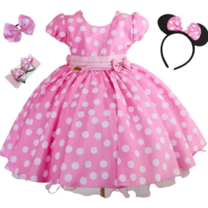 Vestido Infantil Minnie - Vestido Infantil Minnie Rosa Luxo