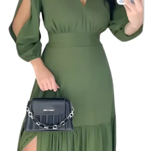 Vestido Longo Evangélico - Vestido Longo Sapinho Store Manga 3/4