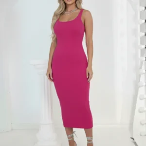 Vestido Midi Feminino - Vestido Midi grude Tubinho Regata Alça