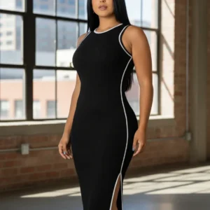 vestido midi canelado - Vestido Midi Canelado Premium EBS Modas