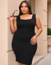 Vestido Plus Size - Vestido Plus Size Midi Modelador