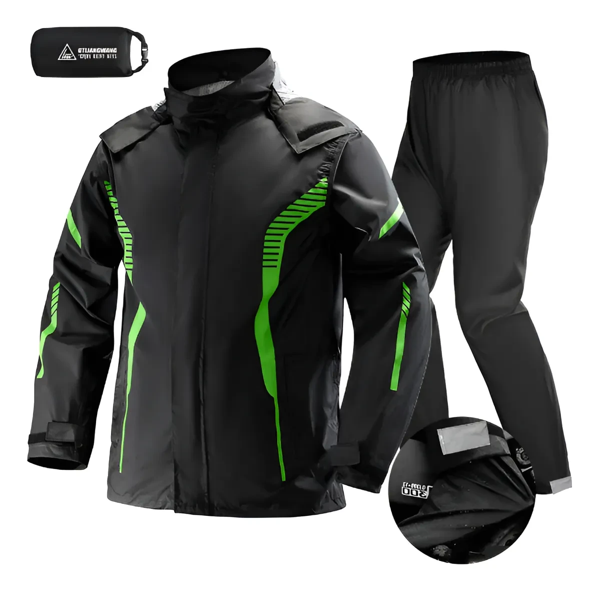 Conjunto de Chuva Motoqueiro anthichen Combat Nylon Impermeável - Frete Grátis! Conjunto de Chuva Motoqueiro - Conjunto de Chuva Motoqueiro anthichen Combat